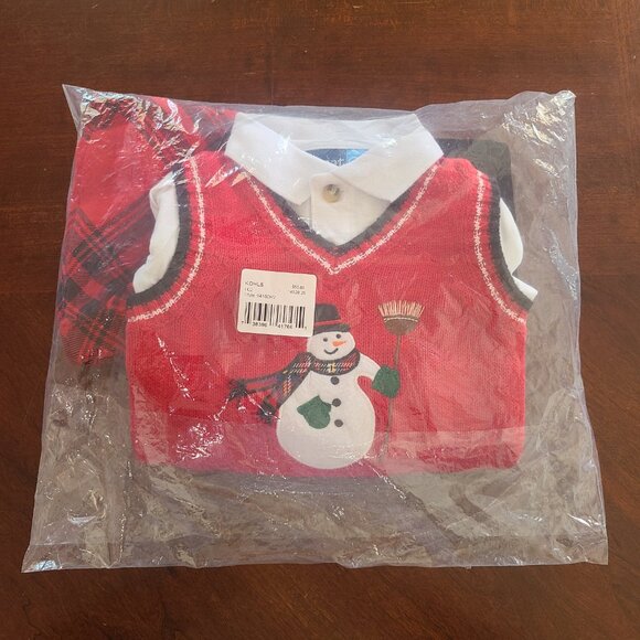 Great Guy Sweater Vest Set – Baby Boy, Snowman, Holiday Outfit, 12M, 3pc, NWT - Picture 6 of 8